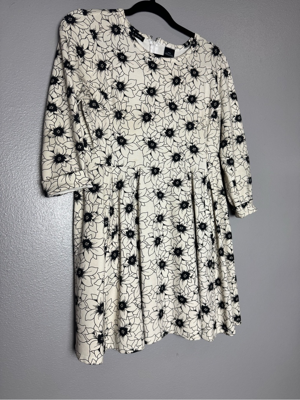Kersh Cream Mini Dress with Black Floral Print
